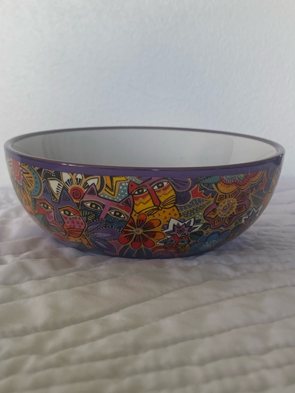 Vintage Laurel Burch Carlotta's Cat Small Ceramic Bowl Trinket Pet Snack Dish 1